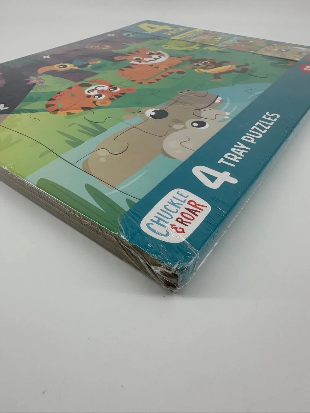 New Chuckle & Roar 4 Tray Puzzles 14 Inch wide x 10.75 Inch Age 3+ SEALED